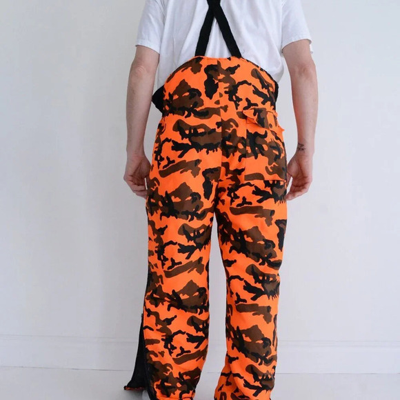 Vintage Winchester Neon Orange And Black Outdoor Camo Print Lined Overalls Med - Picture 2 of 16